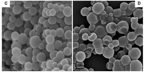 Spherical nanoparticles burst following UV irradiation