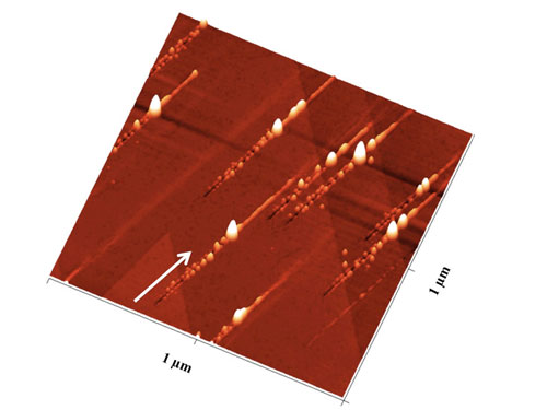 Nanostructures on a crystal after ion bombardment