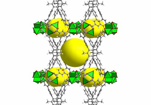 Geometric structure of the methane-storage MOF