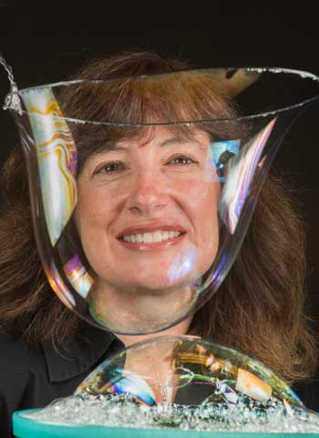 Susan Rempe with a soap bubble
