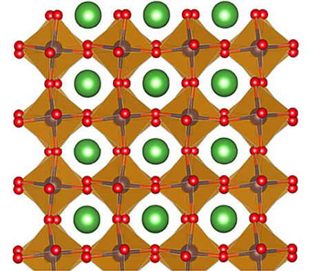 thin film of lanthanum cobalt oxide shows a sequence of positively and negatively charged atomic layers