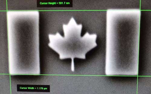 nanoscale a Canadian flag measuring about one one-hundredth the width of a human hair