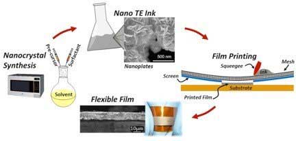 High-performance and flexible thermoelectric films by screen printing solution-processed nanoplate crystals