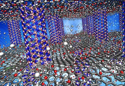 simulations show that pillared graphene boron nitride may be a suitable storage medium for hydrogen-powered vehicles
