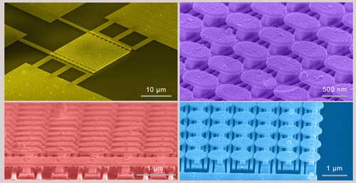 Scanning electron micrograph images of semiconductor-free microelectronic device