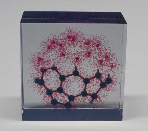Electron density distribution of fullerene (C60) modeled in transparent resin using a 3D printer