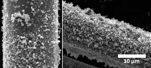 >A silicon carbide fiber enhanced with a carpet of 'fuzzy' carbide nanotubes
