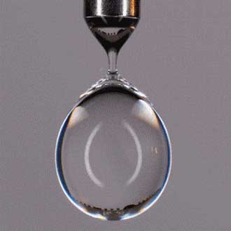 The release of a water droplet
