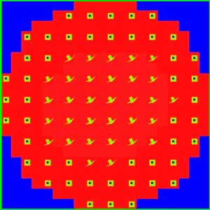 Switching of a magnetic bit is computer-simulated by discretizing the ferromagnetic layer into small magnetic cells