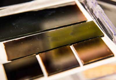 Samples of solar cells grown using perovskite ink
