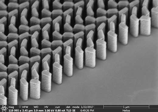 array of titanium dioxide nanofins