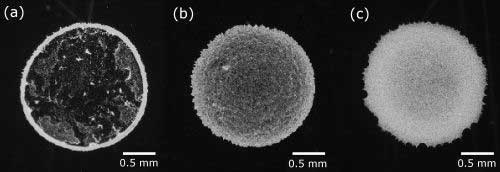 Photographs of dried colloidal mixtures of polystyrene particles and cellulose fibers
