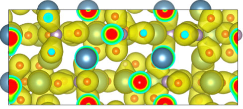 Apatite crystal showing electron density around atoms
