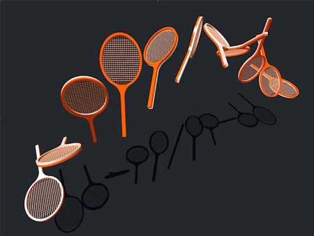 Snap shots of the rotation of a tennis racket in flight