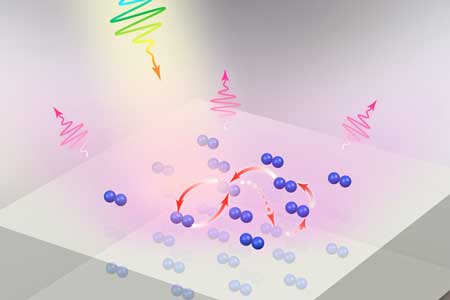 light strikes a molecular lattice deposited on a metal substrate