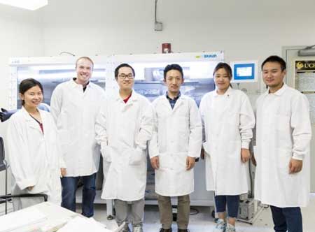 Researchers Zhao Li, Kyle Marcus, Kun Liang, Assistant Professor Yang Yang, Guanzhi Wang and Wenhan Niu