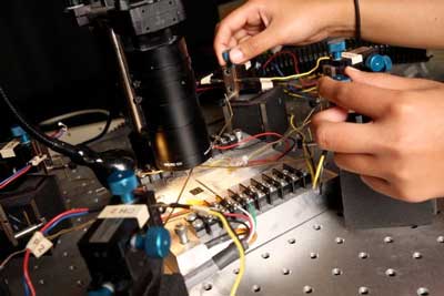 Electrical conductivity is measured for a thermoelectric polymer film