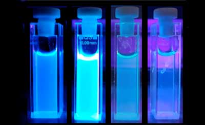 Cuvette with blue-luminescent carbon dots