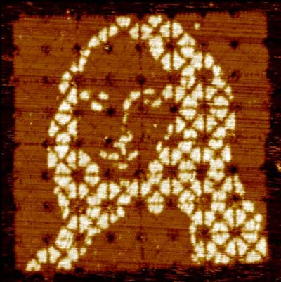 DNA rendering of the Mona Lisa viewed with atomic force microscopy