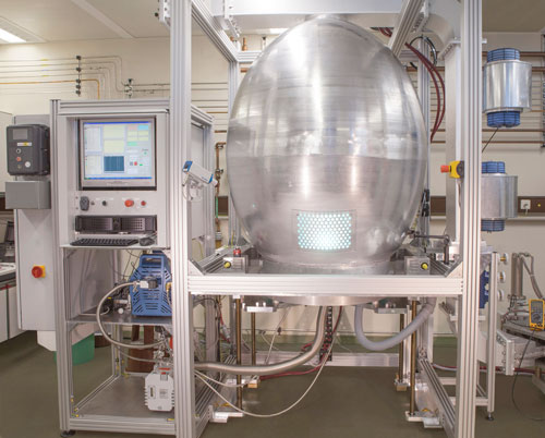 The special ellipsoid form of the plasma reactor allows for large-scale diamond separation