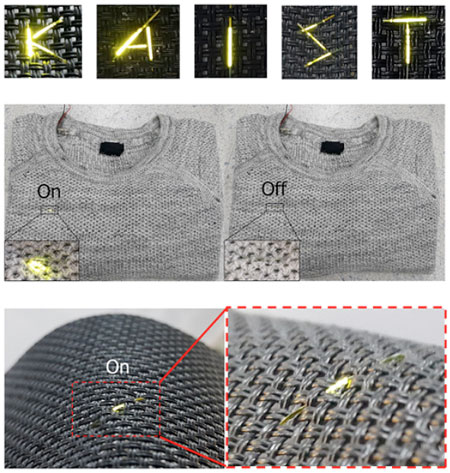 Fiber-based OLEDs Woven into knitted clothes