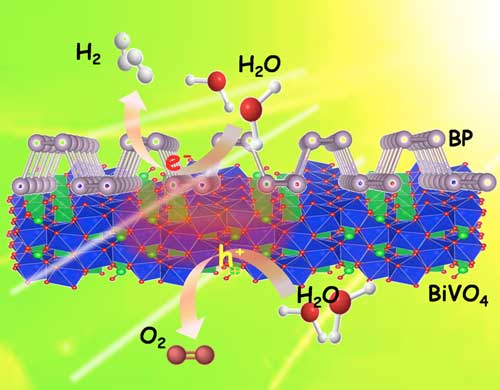 Photocatalytic overall pure-water splitting using the 2D heterostructures of BP/BiVO4 without any sacrificial agents under visible light irradiation
