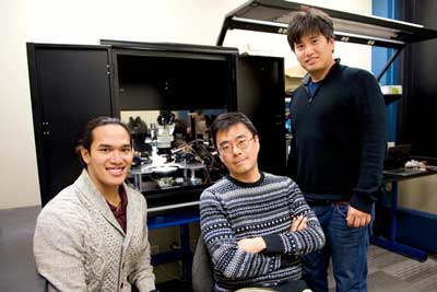 From left: MIT researchers Scott H. Tan, Jeehwan Kim, and Shinhyun Choi