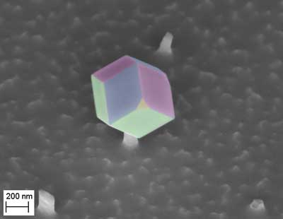 GaAs nanocrystal deposited on top of a silicon germanium needle
