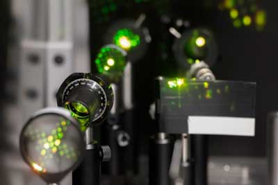 Laser light in the visible range in a lab set-up