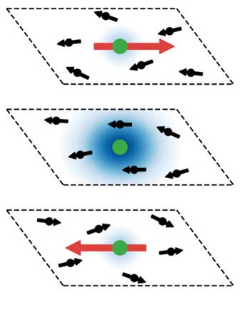 A  graphic of a spontaneously emerging interface in a quantum material