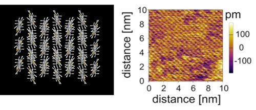 3D computer model and Atomic Force Microscopy image of the new film made by University of Tokyo scientists