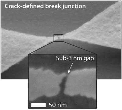 Image of crack generated tunnel taken with electron microscope
