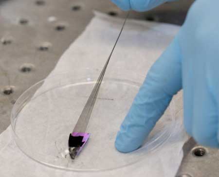 carbon nanotube fibers can be spooled into strong, conductive thread