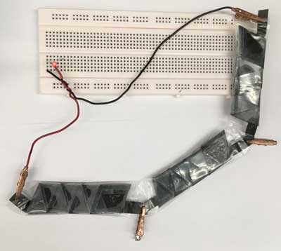 A group of folded batteries can power a paper-based electronic device