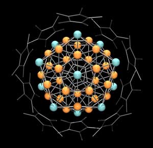 43 copper and 12 aluminum atoms form a cluster that has the properties of an atom