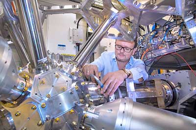 Brookhaven scientist Eli Stavitski is shown at NSLS-II's Inner Shell Spectroscopy beamline