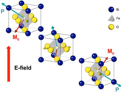 Single crystals of the multiferroic material bismuth-iron-oxide