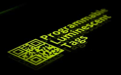 A luminescent tag, contactless printed onto a plastic foil