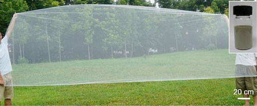 Photograph of a large-scale conductive nylon mesh