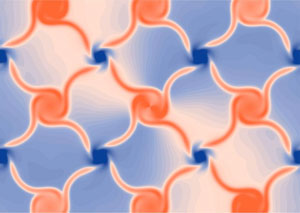 repeated 2-D pattern of a surface Fermi arc in rhodium-silicon crystal sample