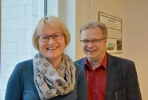 Professors Hannu Häkkinen and Karoliina Honkala at the University of Jyväskyla's Nanoscience Center