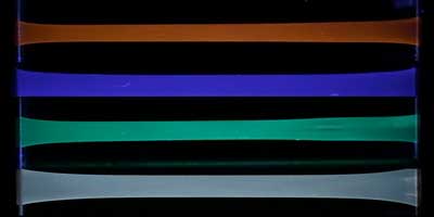 sensor molecules that emit orange, blue, and green fluorescence