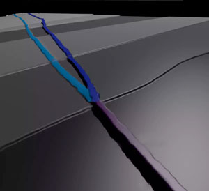 A thick phosphorene ribbon splitting into two thinner ribbons