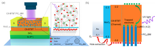 The structure of a hybrid-layered phototransistor