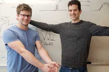 SFU Physics graduate student Steven Large, left, and professor David Sivak