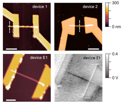 Various iterations of a experimental nanotube device