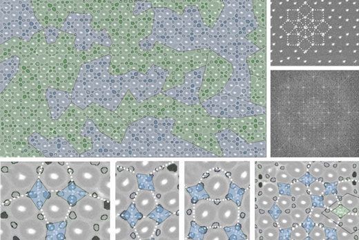 Scanning electron microscope images of the crystal structure of a block copolymer material