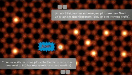 A screenshot of the instructions of the Atom Tractor Beam simulation game