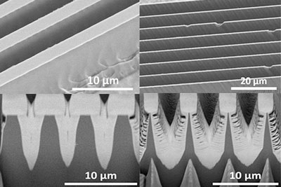 SEM cross-section images of fin arrays