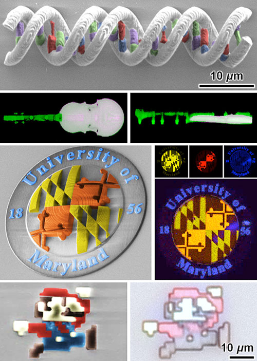 Multi-material 3D nanoprinted microstructures